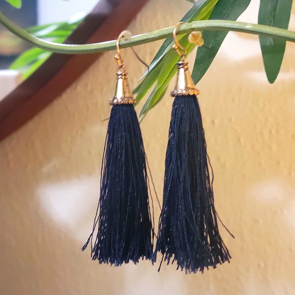 Francesca's Navy tassel earrings